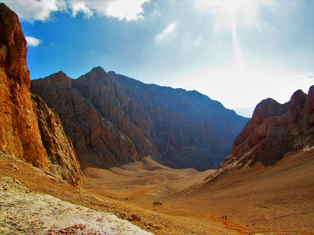 View down a mountain valley.