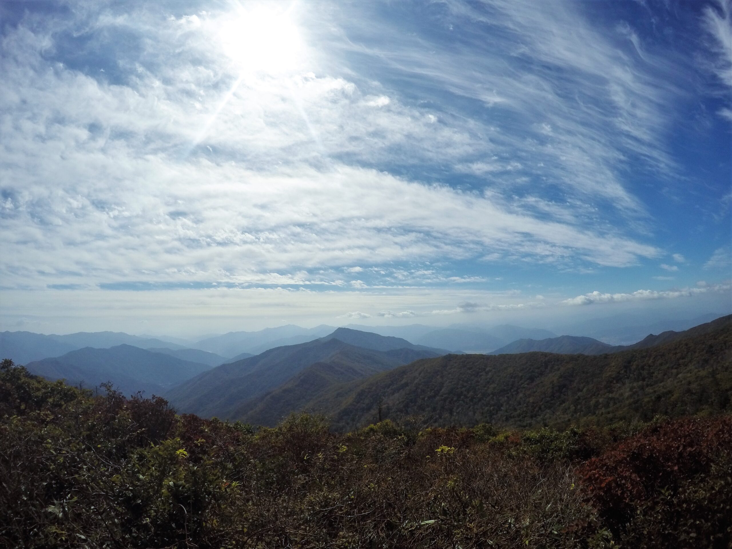 A mountaintop vista in Jirisan National Park, South Korea along the Baekdu-Daegan.