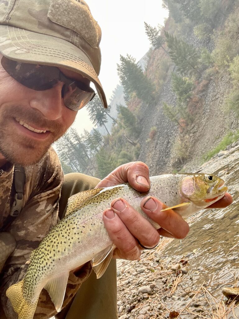 A good-sized cutthroat trout caught on a fly. 