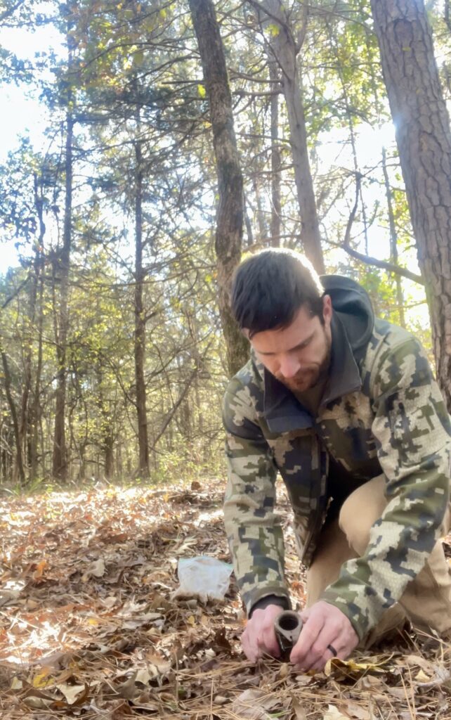 Setting dogproof traps in November. 